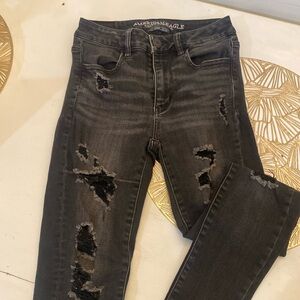 American eagle black ripped jeans